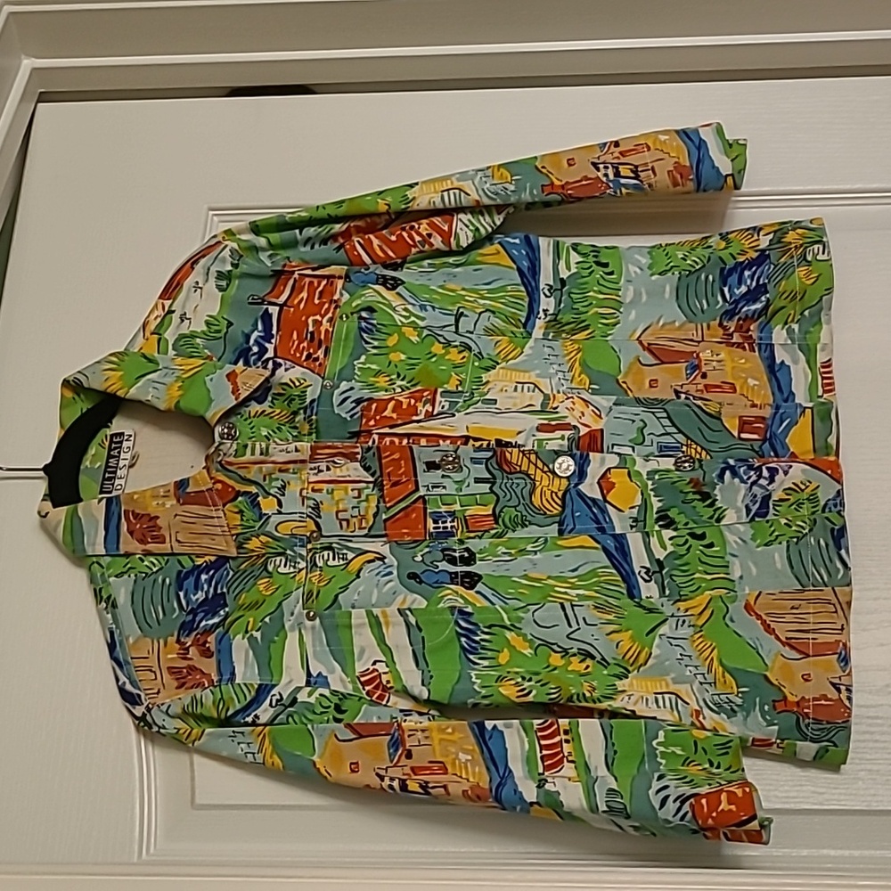 Ultimate Design Multi Color "Van Gogh-ish" Boutique Brand Jacket Size Medium